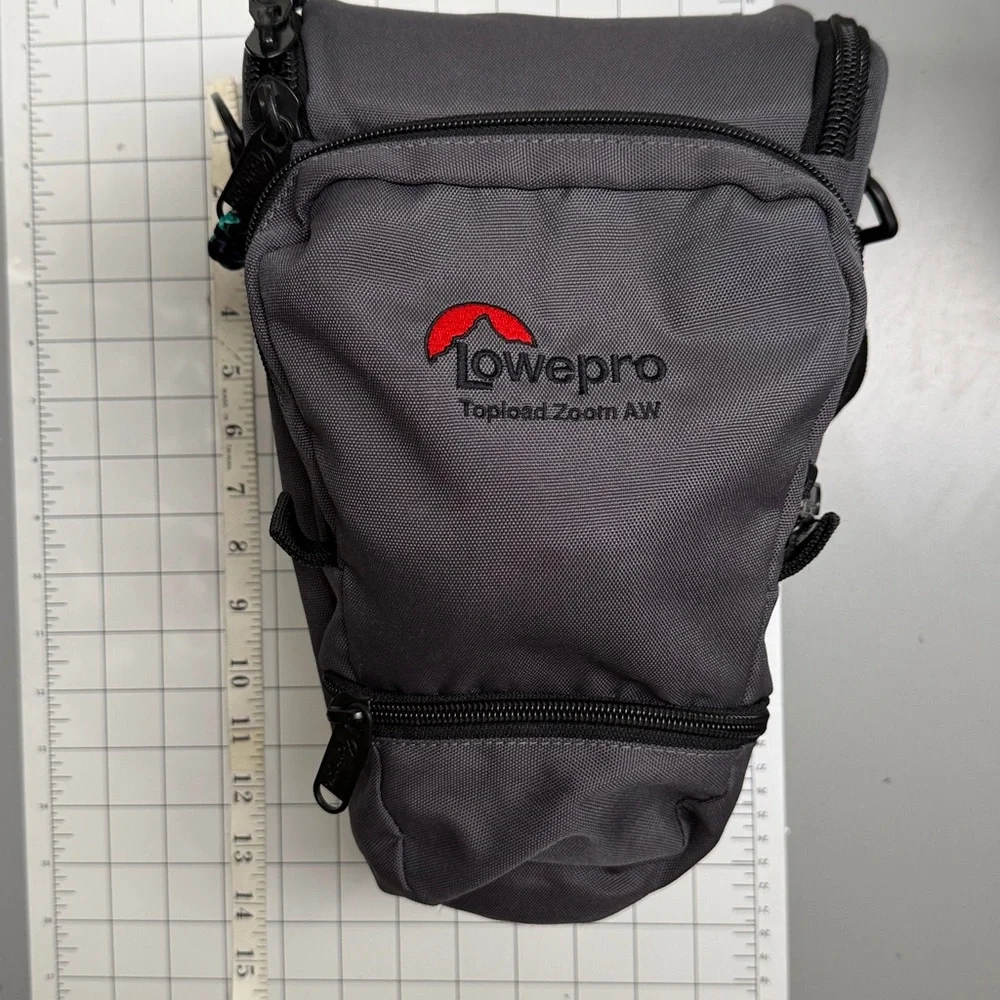 LowePro Gray Topload Zoom AW Camera Bag w backpack harness. Excellent condition.
